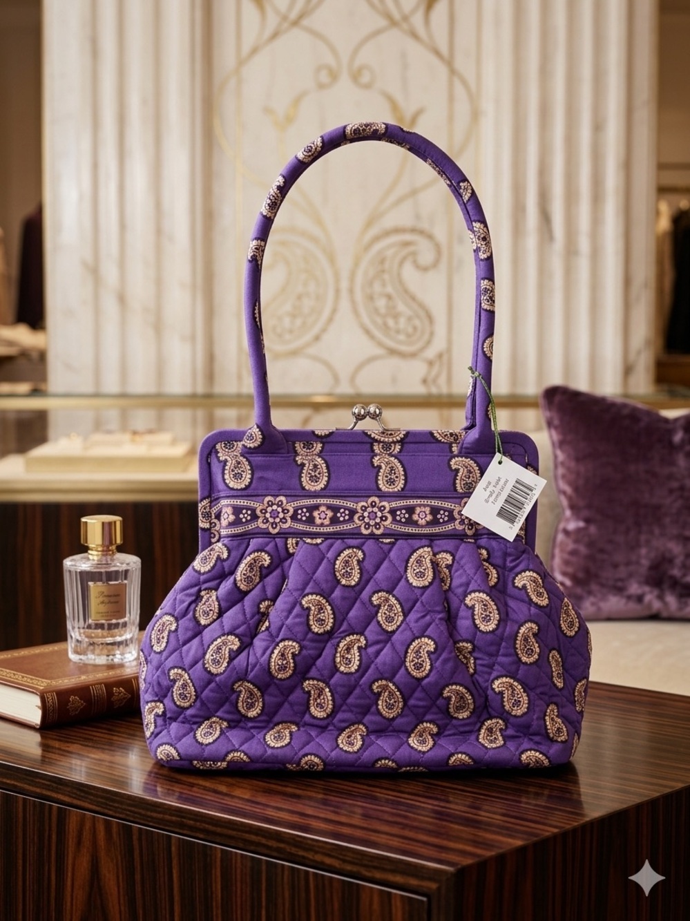 Vera Bradley Purple Paisley Quilted Shoulder Bag